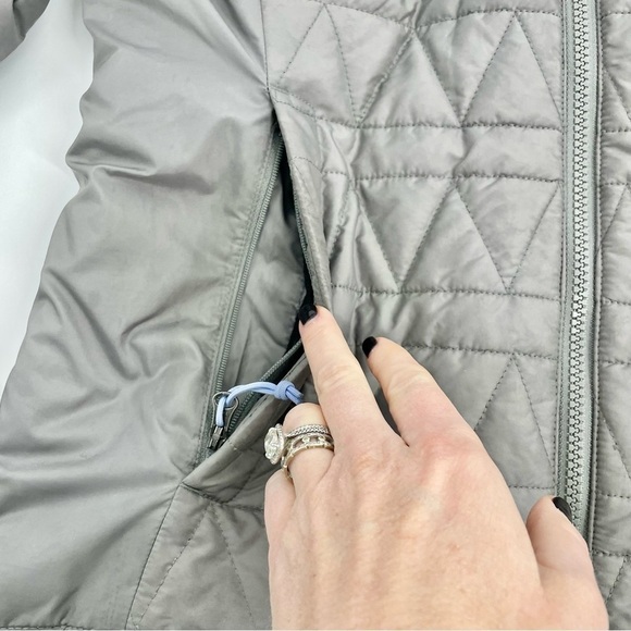 The Northface grey blue puffer thermaball trakker jacket women's S athleisure - Picture 4 of 13